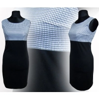 Sukienka mała czarna z błyszczącą srebrną kratką